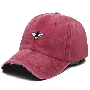 Casquette de Baseball unisexe Vintage avec Logo Abeille Couleur Rose Fonce