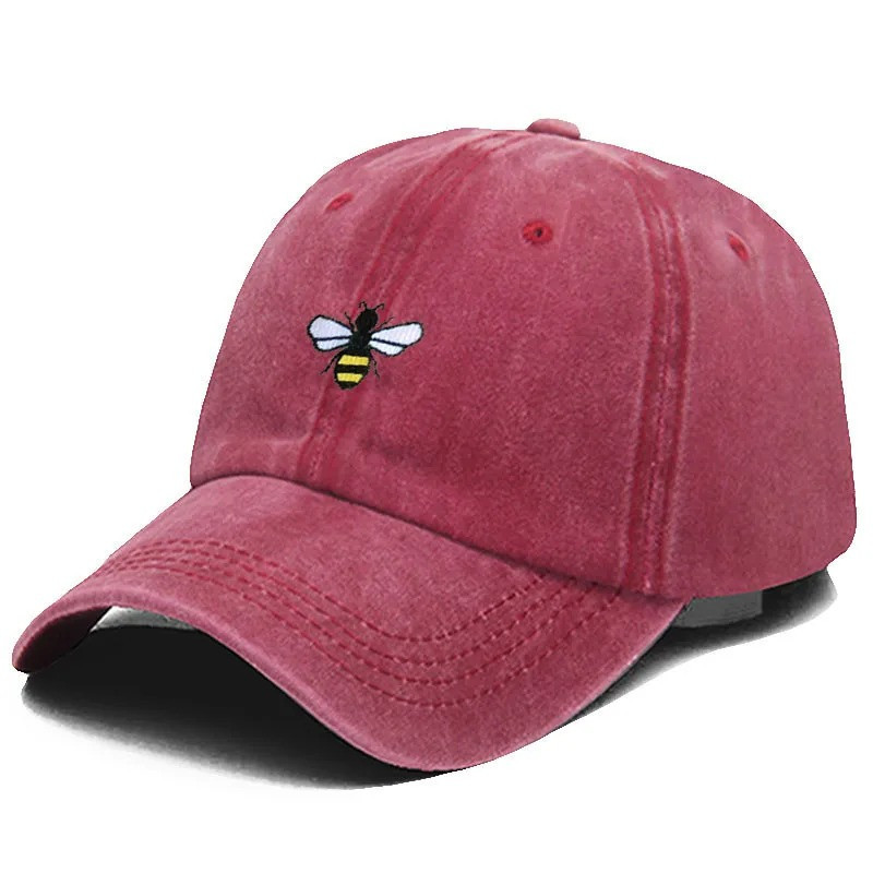 Casquette de Baseball unisexe Vintage avec Logo Abeille Couleur Rose Fonce
