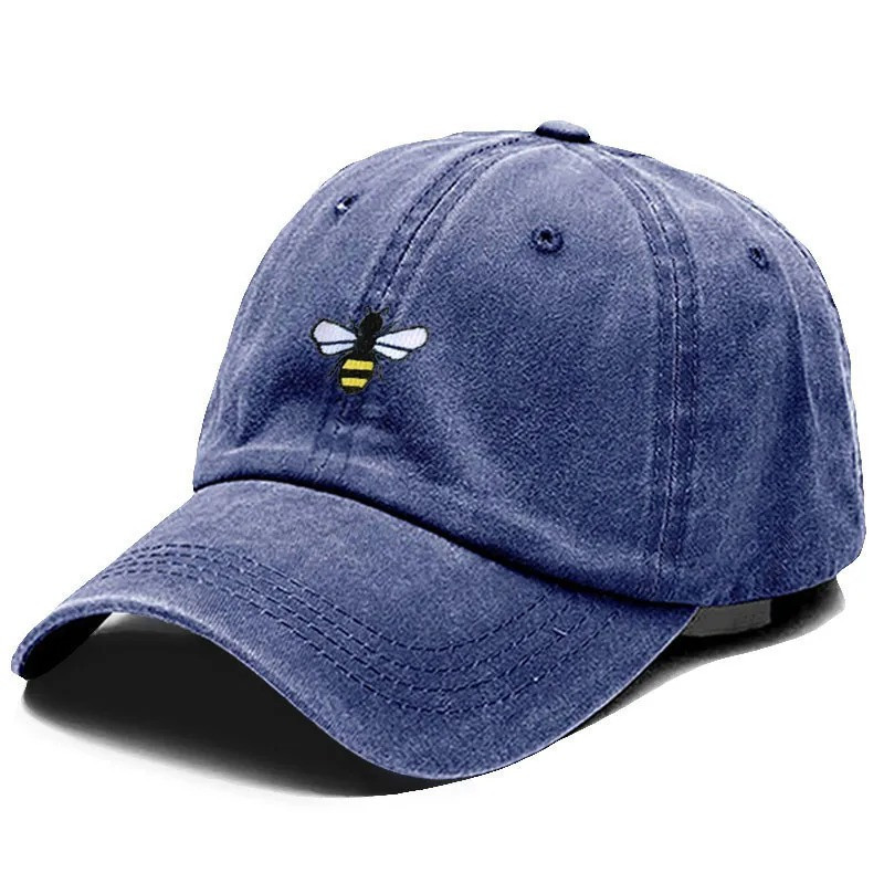 Casquette de Baseball unisexe Vintage avec Logo Abeille Couleur Bleu fonce