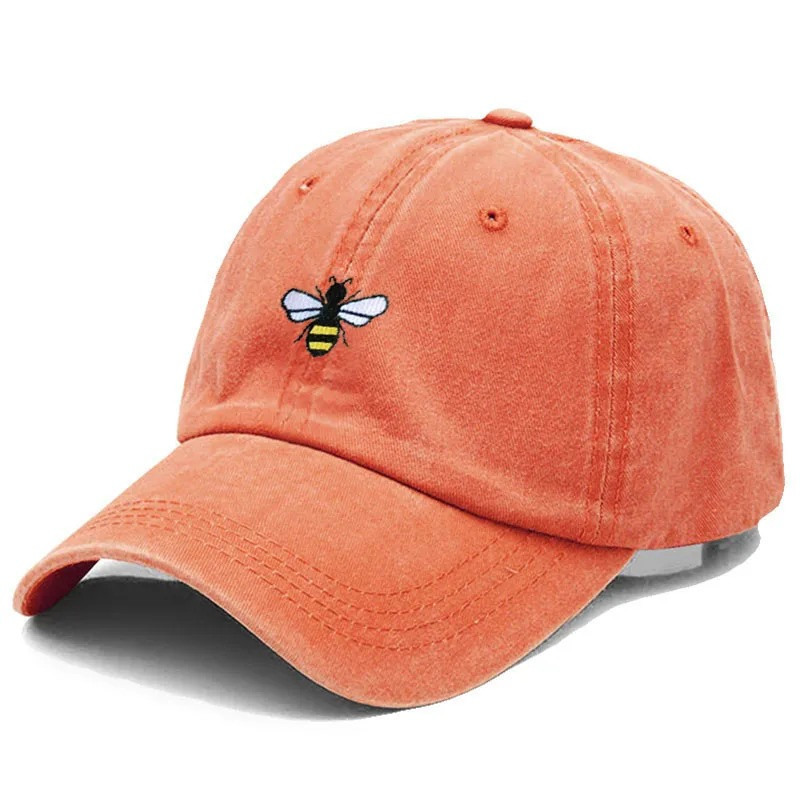 Casquette de Baseball unisexe Vintage avec Logo Abeille Couleur Orange