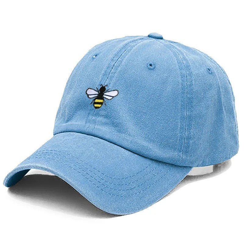Casquette de Baseball unisexe Vintage avec Logo Abeille Couleur bleu Ciel