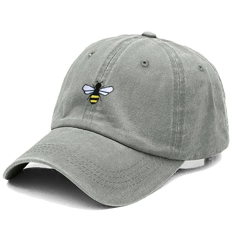 Casquette de Baseball unisexe Vintage avec Logo Abeille Couleur Gris