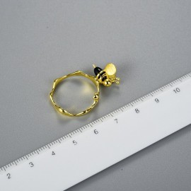 taille bague argent Sterling 925 abeille et gouttes de miel