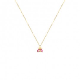 Collier ras du cou en argent Sterling 925 pierre couleur rose