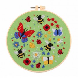 Kit de broderie 20 cm pour débutants motifs abeille vert