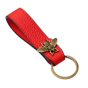 Porte-clés Abeille Élégance Royale en Cuir & Bronze !