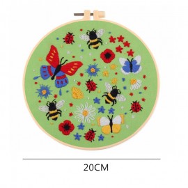 Kit de broderie 20 cm pour débutants motifs abeille vert dimensions