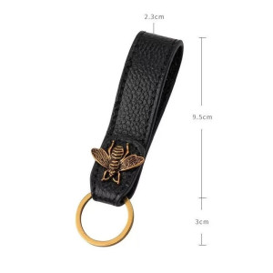 Porte-clés Abeille Élégance Royale en Cuir & Bronze !