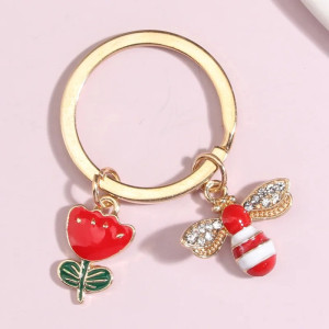 Porte-Clé Abeille Rouge Mignonne | Cadeau Unique Amoureux Abeilles