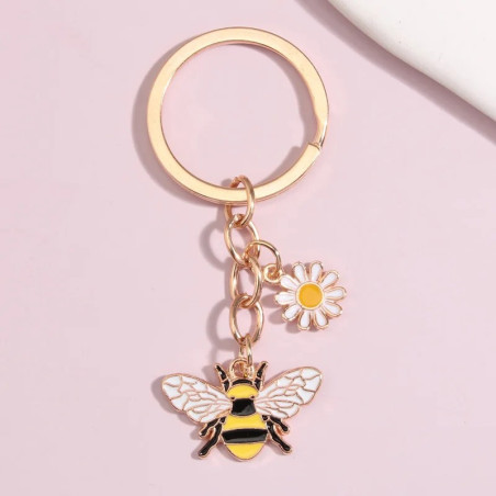 Porte-clés Abeille Mignonne & Fleur Scintillante | 1001Abeilles