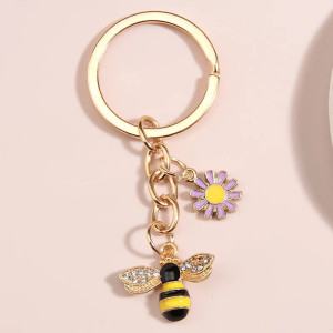 Porte-clés Abeille & Fleur de Lavande | Cadeau Femme Original