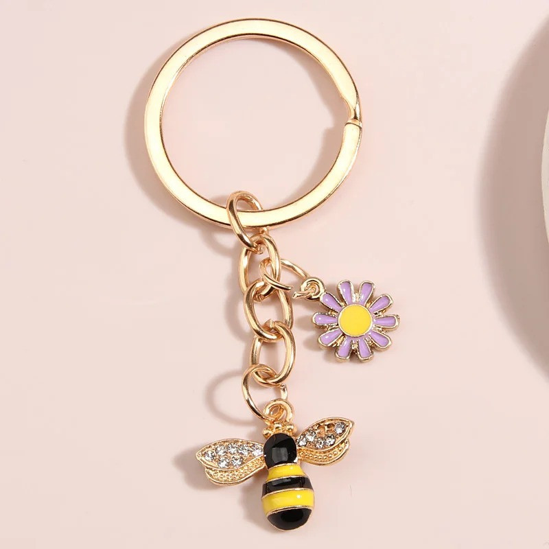 Porte-clés Abeille & Fleur de Lavande | Cadeau Femme Original