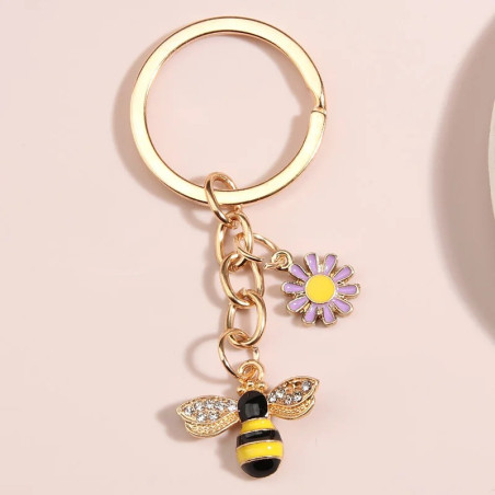 Cute Bee Keychain with Lavender Flower | Unique Women's Gift