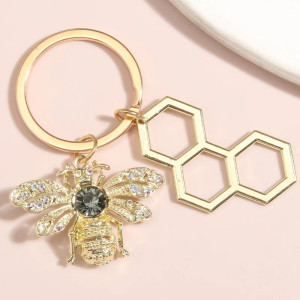 Porte-clés Abeille Strass Éclat Royal | Cadeau Mignon Femme