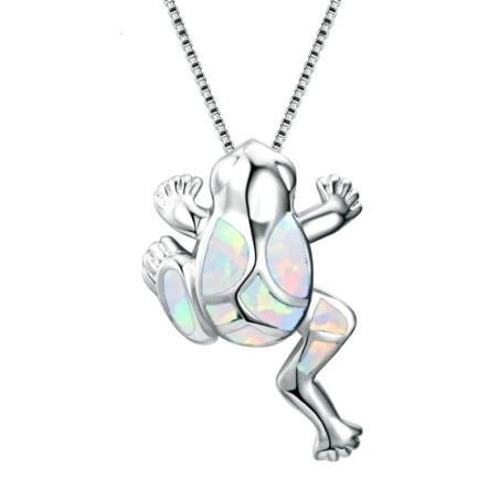 Cute Opal Frog Pendant Necklace | Unique Gift for Women