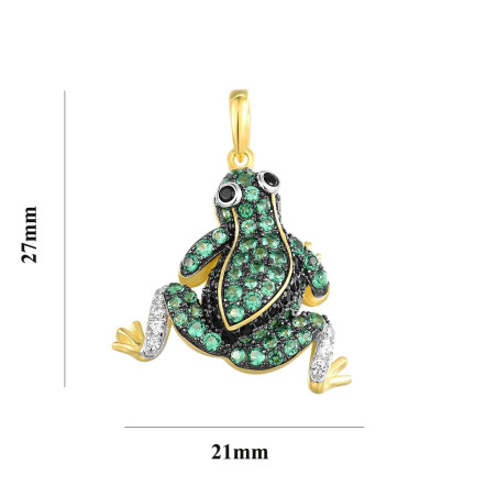 Cute Frog Pendant 925 Silver with Green Spinel | Unique Jewelry