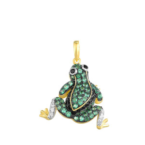 Cute Frog Pendant 925 Silver with Green Spinel | Unique Jewelry