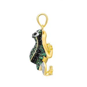 Cute Frog Pendant 925 Silver with Green Spinel | Unique Jewelry