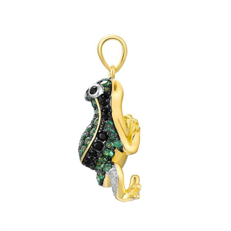 Pendentif Grenouille Argent 925 Vert Émeraude | Bijou Nature