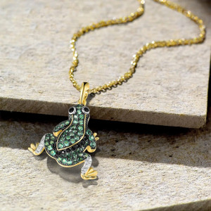 Pendentif Grenouille Argent 925 Vert Émeraude | Bijou Nature