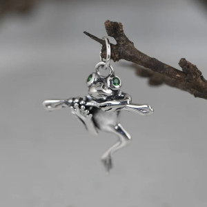 Pendentif Grenouille Argent 925 Fait Main | Bijou Nature Cadeau