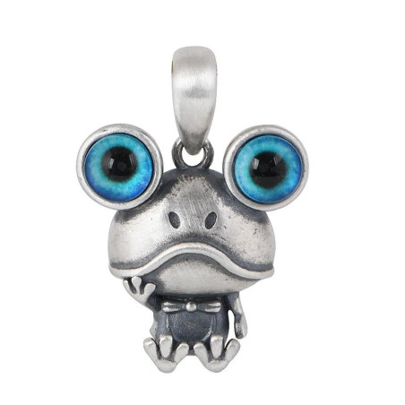 Sapphire-Eyed Frog Necklace | Cute Sterling Silver Jewelry Gift