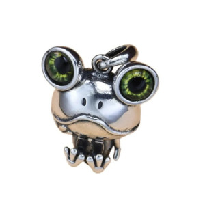 Cute Frog Necklace with Green Eyes | 925 Sterling Silver Gift