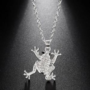Emerald Rhinestone Frog Necklace | Cute Gift for Nature Lovers