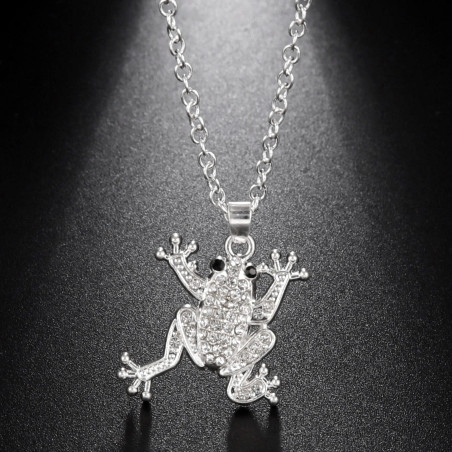 Emerald Rhinestone Frog Necklace | Cute Gift for Nature Lovers