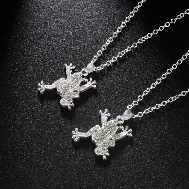 Collier Grenouille Strass Émeraude | Cadeau Amoureux Nature