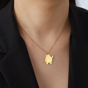 Funny Middle Finger Frog Necklace | Stainless Steel Jewelry