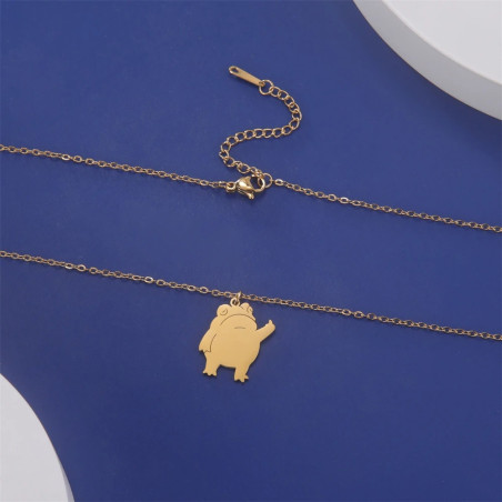 Collier Grenouille Doigt d'Honneur | Bijou Acier Inoxydable