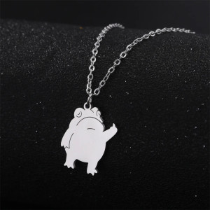 Funny Middle Finger Frog Necklace | Stainless Steel Jewelry