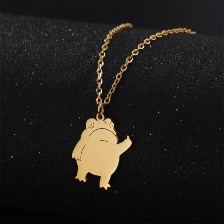 Collier Grenouille Doigt d'Honneur | Bijou Acier Inoxydable