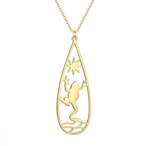 Collier Grenouille Coucher de Soleil en Acier Inoxydable