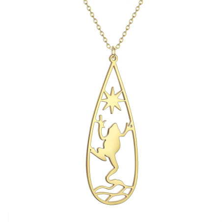 Collier Grenouille Coucher de Soleil en Acier Inoxydable