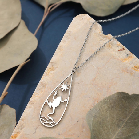 Sunset Frog Necklace | Cute Stainless Steel Nature Jewelry