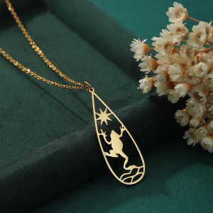 Collier Grenouille Coucher de Soleil en Acier Inoxydable