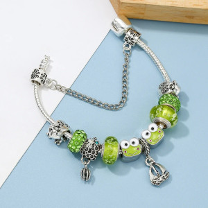 Bracelet Charms Grenouille Émeraude | Cadeau Unique Nature