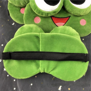 Vue détaillée du masque de sommeil Grenouille en peluche pour enfant