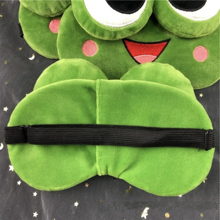 Vue détaillée du masque de sommeil Grenouille en peluche pour enfant