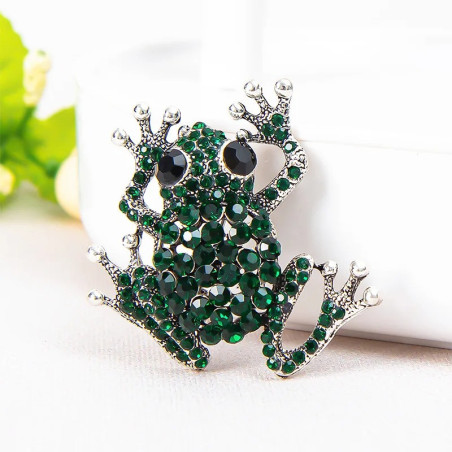 Broche Grenouille Mignonne en Strass | Bijou Animalier Original