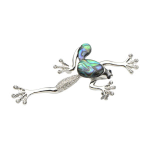 Aquatic Shimmer Frog Brooch | Cute Mother of Pearl Frog Pin
