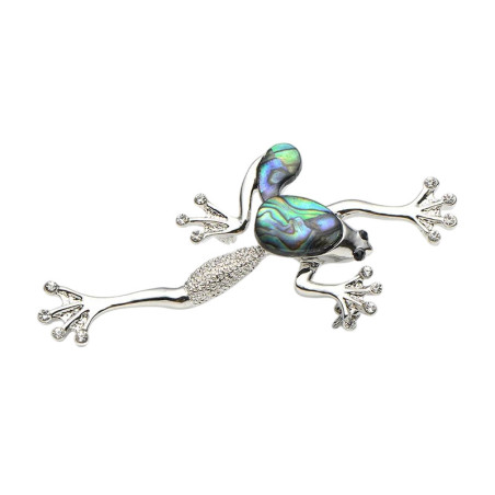 Broche Grenouille en Nacre Irisée | Bijou Nature Élégant