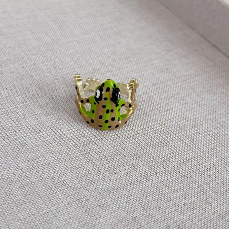 Bague Grenouille Tropicale Ajustable - Bijou Mignon en Émail