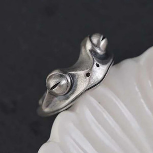 Bague Grenouille Minimaliste Argentée bague ajustable