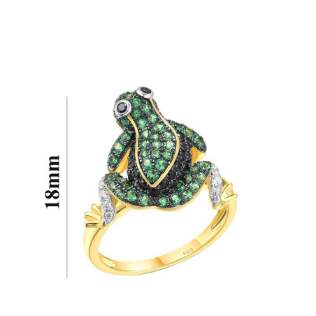 "Royal Emerald" Frog Ring | Unique Gold Plated Silver Jewelry
