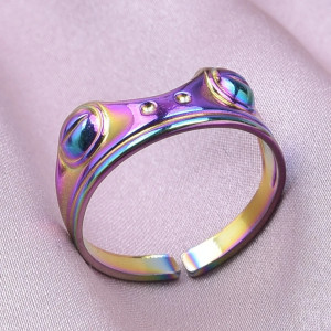 Bague Grenouille Nymphéa - Bague Ajustable Élégante - multicouleurs