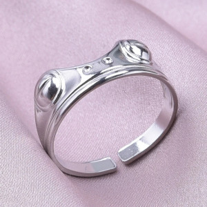 Bague Grenouille Nymphéa - Bague Ajustable Élégante - couleur argent