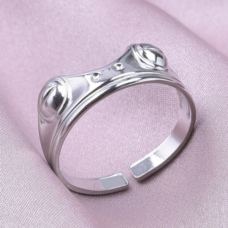 Bague Grenouille Nymphéa - Bague Ajustable Élégante - couleur argent